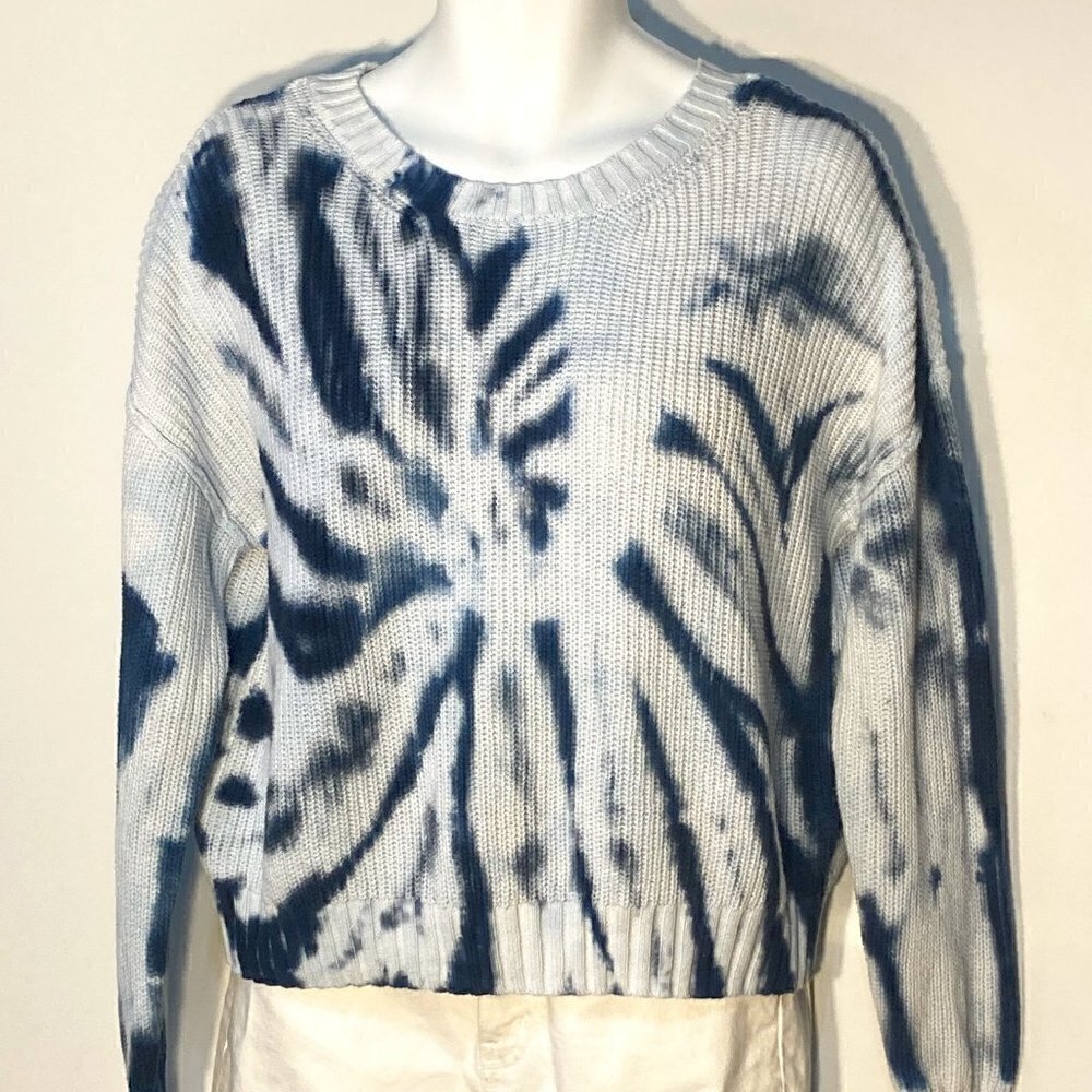 Hippie Rose SZ L Navy &light Blue Artsy Ribbed Sweater Comfy